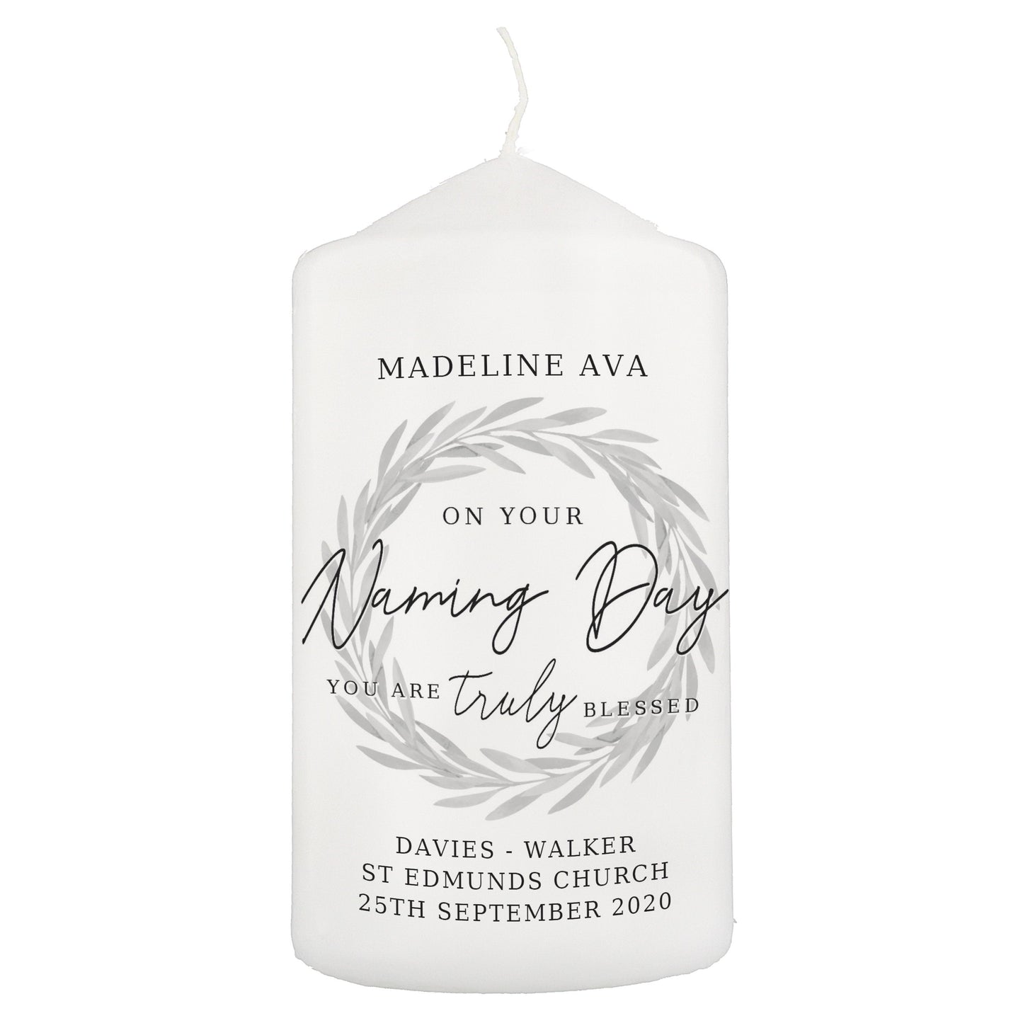 Personalised Truly Blessed Naming Day Pillar Candle - ScentiMelti Home Fragrance, Beauty & Gifts UK