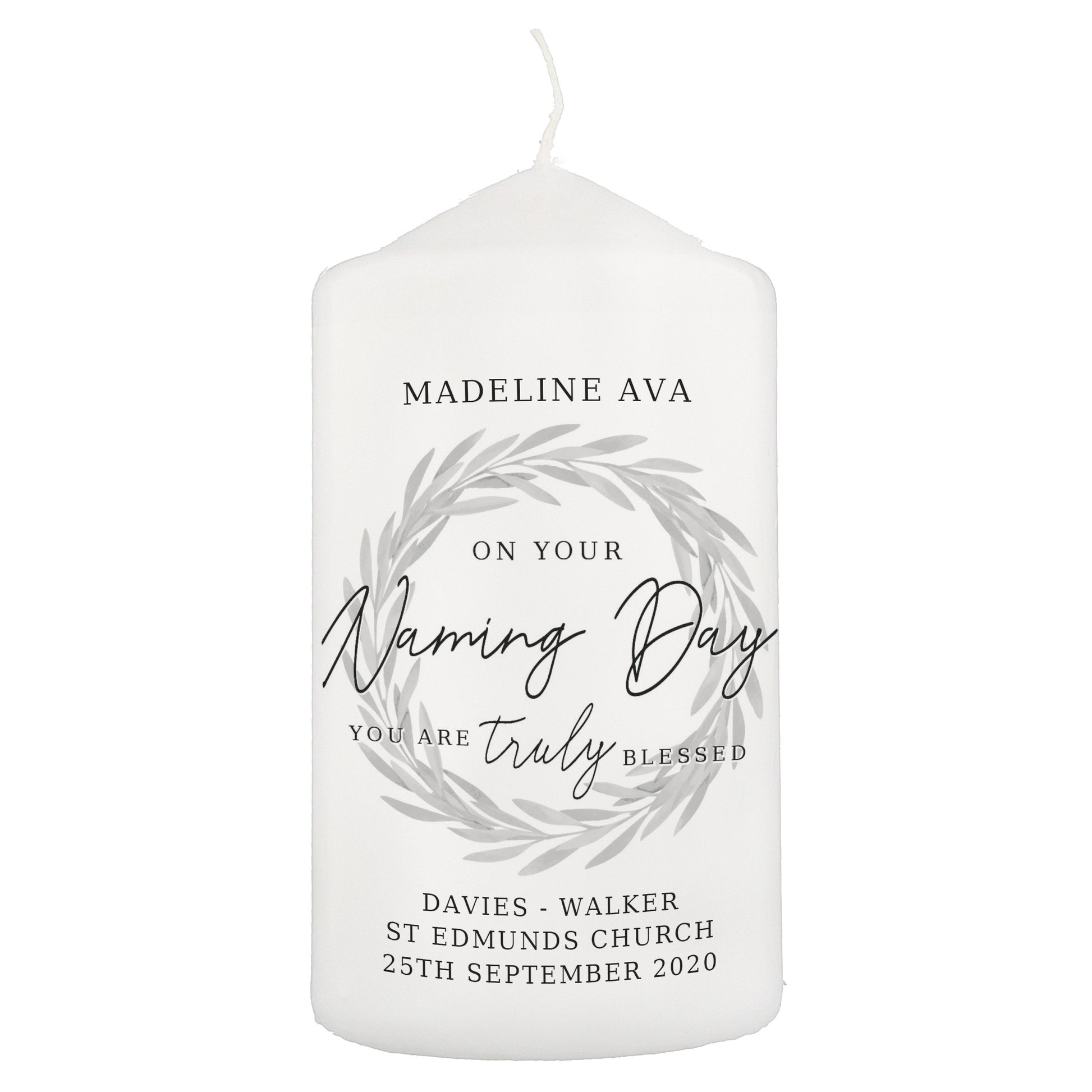 Personalised Truly Blessed Naming Day Pillar Candle - ScentiMelti Home Fragrance, Beauty & Gifts UK