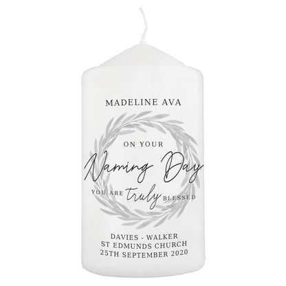 Personalised Truly Blessed Naming Day Pillar Candle - ScentiMelti Home Fragrance, Beauty & Gifts UK