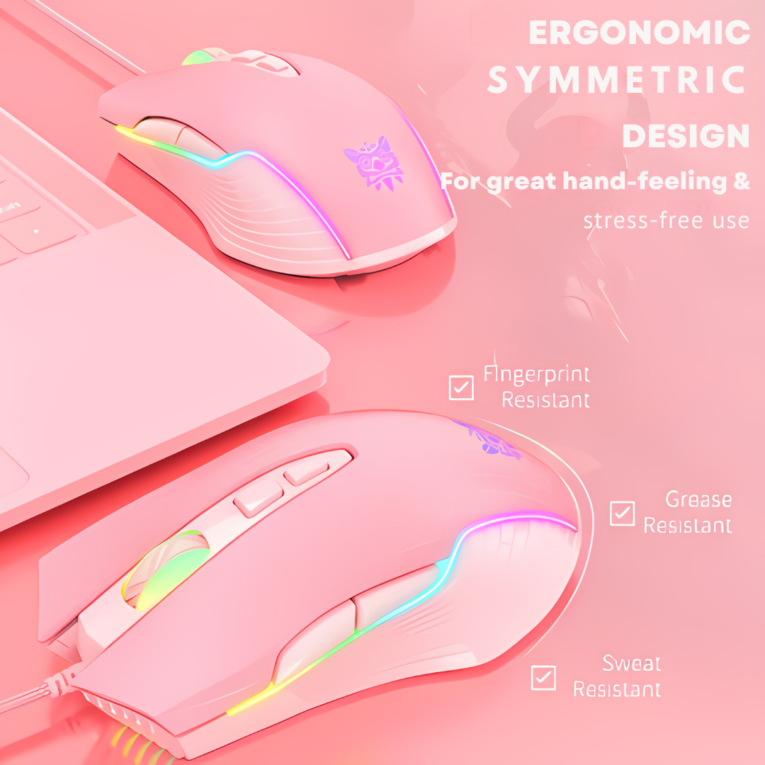 Adjustable 6400 DPI Wired LED Gaming Mouse with Breathing LED Colors Pink - ScentiMelti Home Fragrance, Beauty & Gifts UK