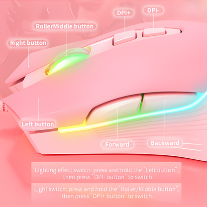 Adjustable 6400 DPI Wired LED Gaming Mouse with Breathing LED Colors Pink - ScentiMelti Home Fragrance, Beauty & Gifts UK