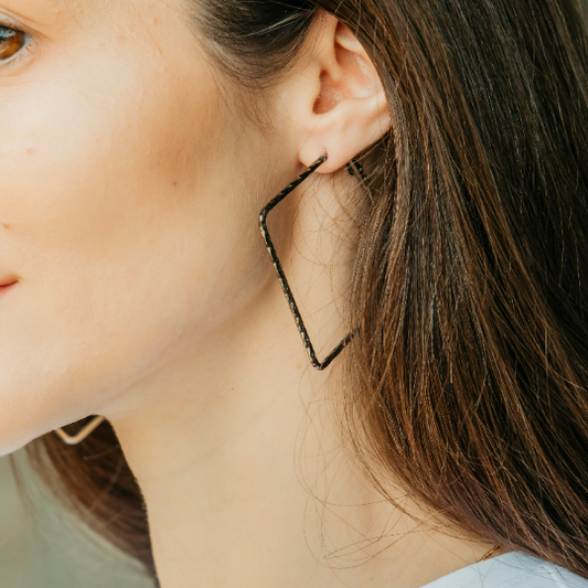 Large Hammered Square Geometric Large Dainty Threader Statement Hoop Earrings The Colourful Aura ScentiMelti Wax Melts