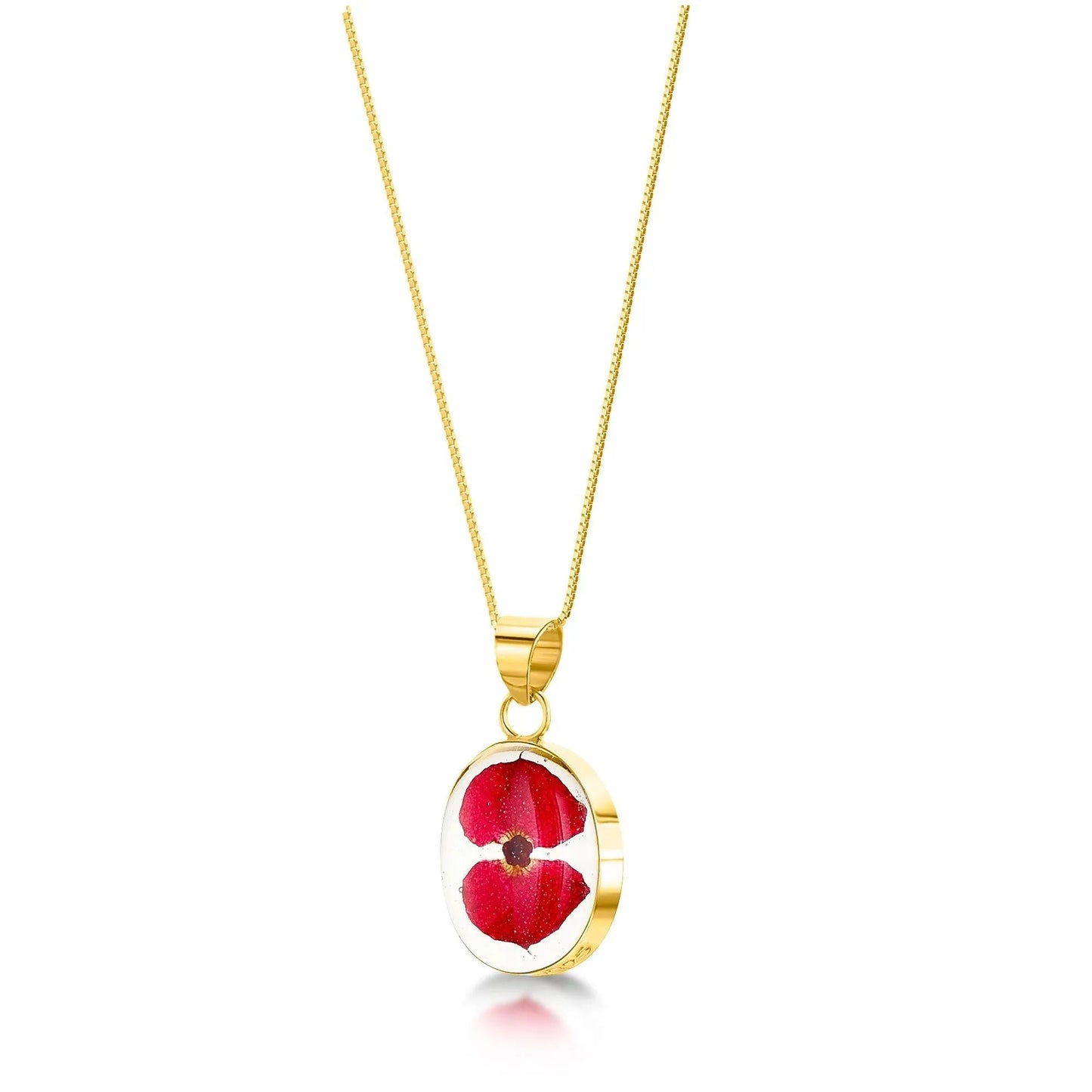 Gold-plated sterling silver oval Poppy Pendant Necklace by Shrieking Violet® - ScentiMelti Home Fragrance, Beauty & Gifts UK