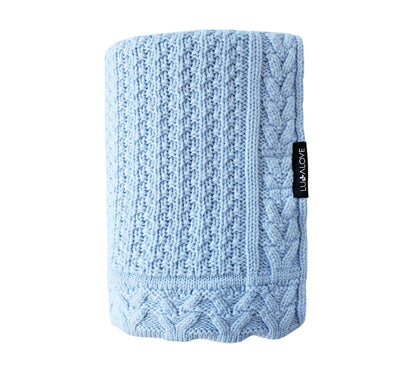 Premium Merino Wool Baby Blanket "Cookie" - Blue - ScentiMelti Home Fragrance, Beauty & Gifts UK