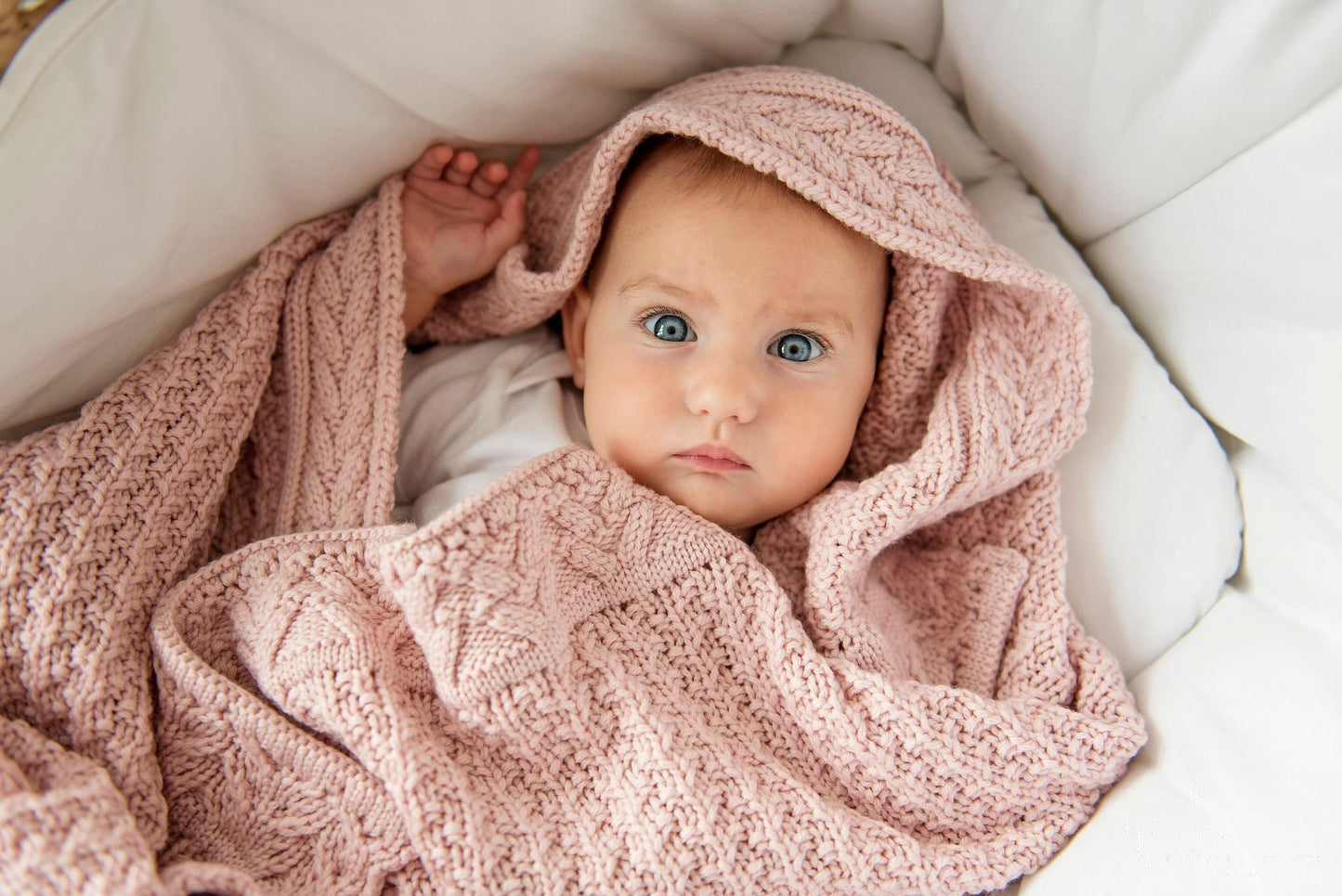 Premium Merino Wool Baby Blanket "Cookie" - Powder Pink - ScentiMelti Home Fragrance, Beauty & Gifts UK