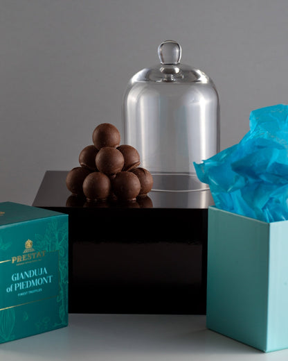 Prestat Piedmont's Gianduja Truffle Cube and Medium Cloche Gift Set - ScentiMelti  Prestat Piedmont's Gianduja Truffle Cube and Medium Cloche Gift Set