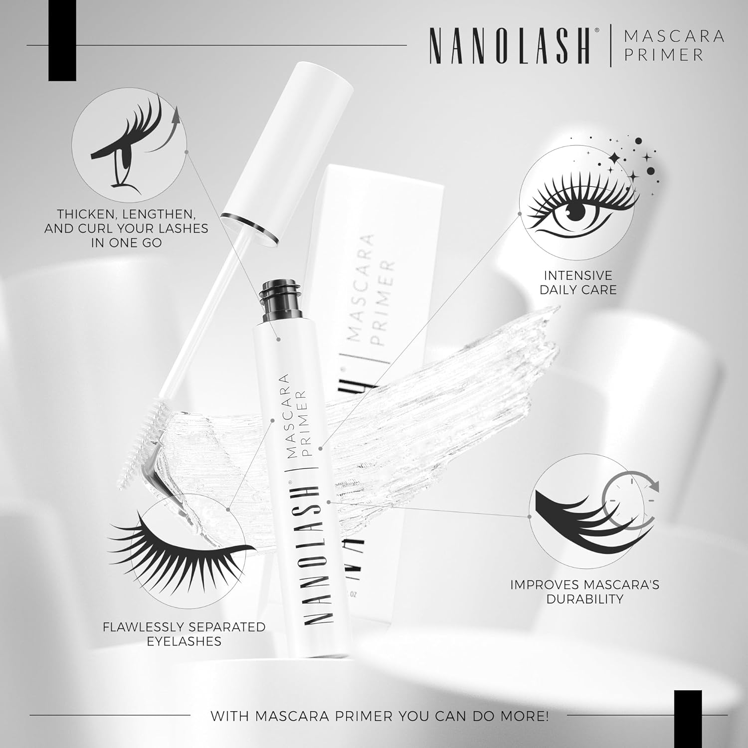 Nanolash Mascara Primer 10 ml - increases volume, mascara base, eyelash nourishing base, transparent lash primer - ScentiMelti Home Fragrance, Beauty & Gifts UK