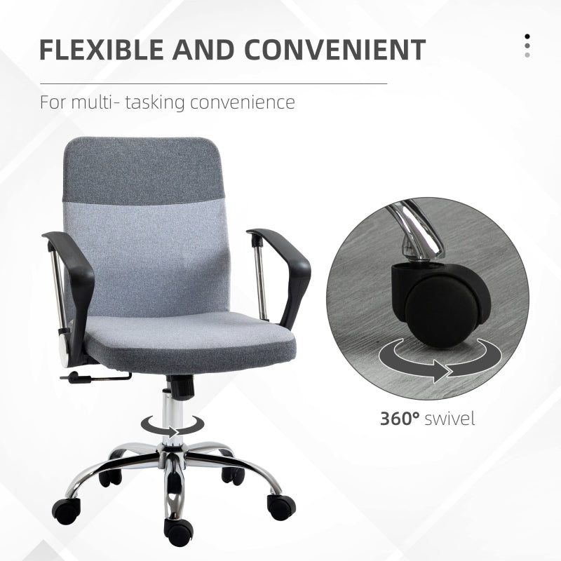 Office Chair gaming chair Linen Fabric Swivel Computer Desk Chair Home Study Adjustable Chair with Wheels, Grey - ScentiMelti Home Fragrance, Beauty & Gifts UK