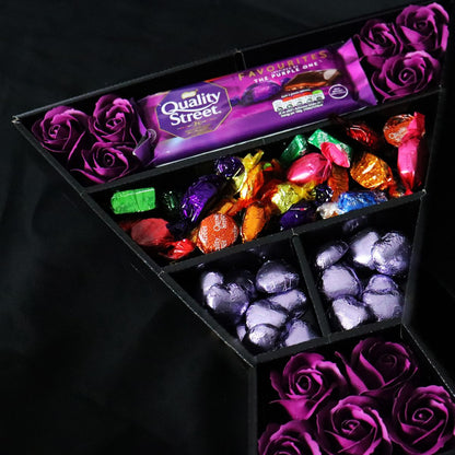 Quality Street Signature Chocolate Bouquet With Purple Roses - ScentiMelti  Quality Street Signature Chocolate Bouquet With Purple Roses