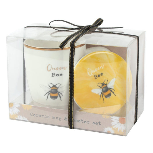 Queen Bee Ceramic Mug and Coaster Set Luna Rossi ScentiMelti Wax Melts