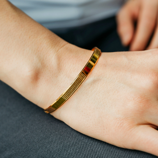 Brass Enamel Plain Flat Indian Lightweight Ethnic Stacking Wedding Cuff Bangle - ScentiMelti Home Fragrance, Beauty & Gifts UK