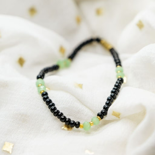 Black Golden Beads Indian Everyday Devil Eye Mangalsutra Nazaria Bracelet - ScentiMelti Home Fragrance, Beauty & Gifts UK