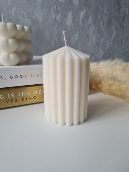 Ribbed Pillar Candle - ScentiMelti Home Fragrance, Beauty & Gifts UK