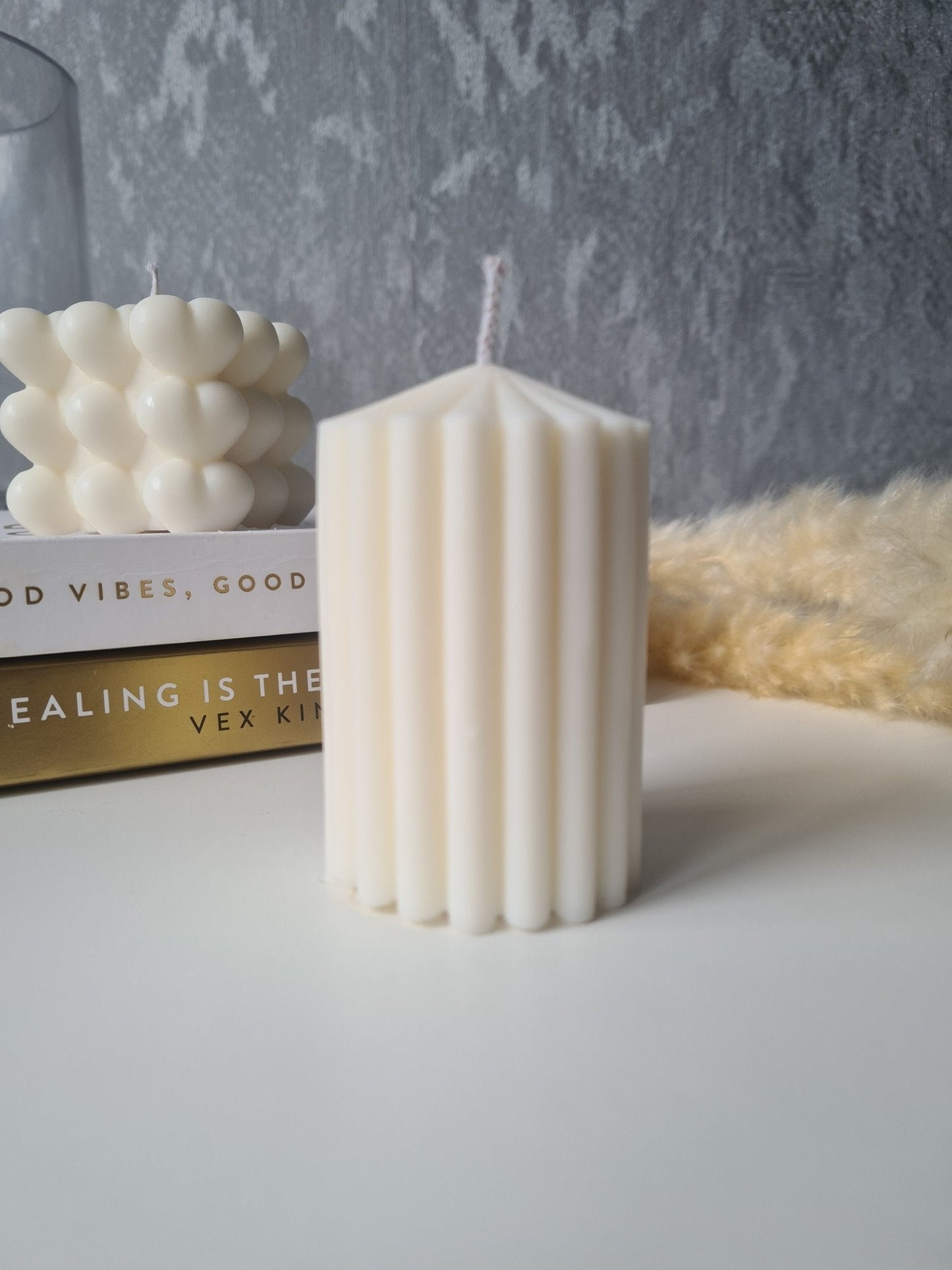 Ribbed Pillar Candle - ScentiMelti Home Fragrance, Beauty & Gifts UK