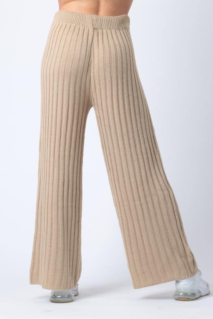 Ribbed Wide Leg Trousers in Beige watts that trend ScentiMelti Wax Melts