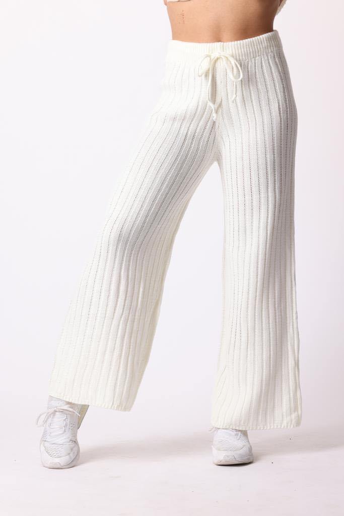 Ribbed Wide Leg Trousers in White watts that trend ScentiMelti Wax Melts