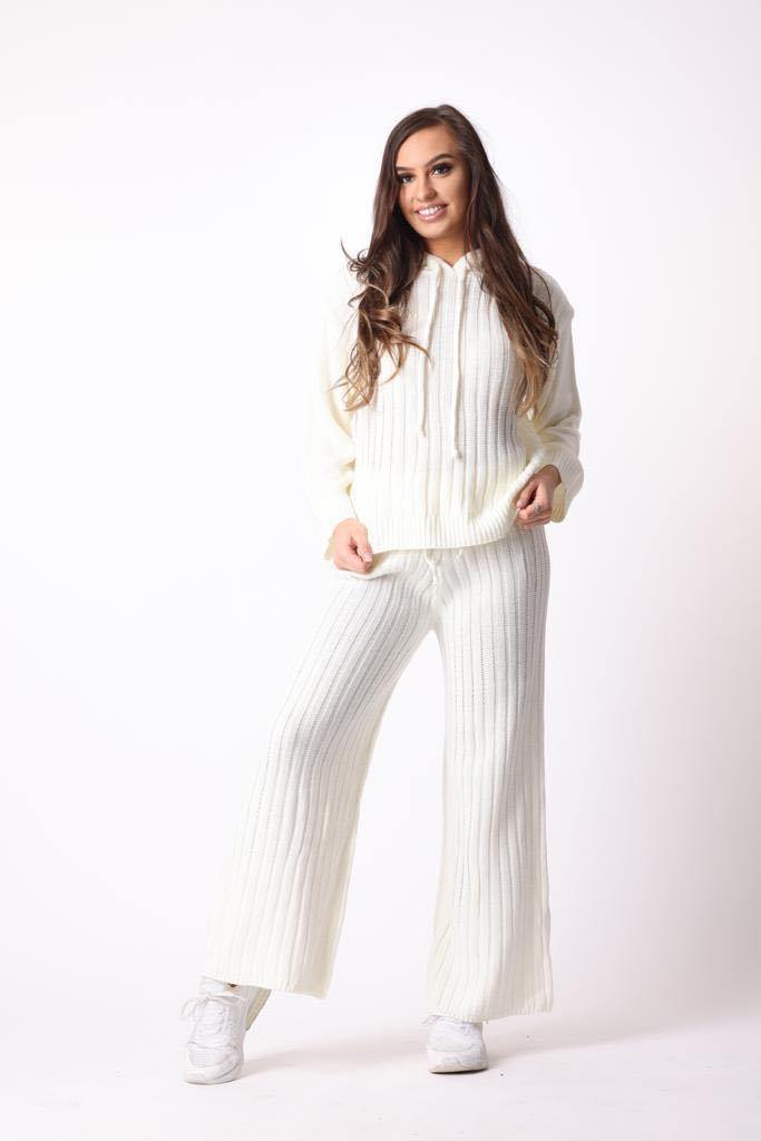 Ribbed Wide Leg Trousers in White watts that trend ScentiMelti Wax Melts