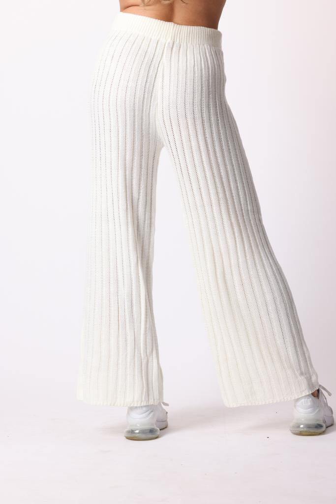 Ribbed Wide Leg Trousers in White watts that trend ScentiMelti Wax Melts