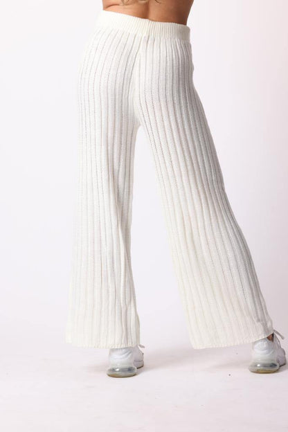 Ribbed Wide Leg Trousers in White watts that trend ScentiMelti Wax Melts