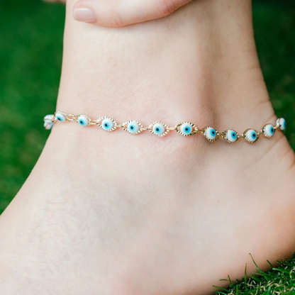 Gold Plated Evil Eye Turkish Beaded Summer Foot Protection Nazar Anklet - ScentiMelti Home Fragrance, Beauty & Gifts UK