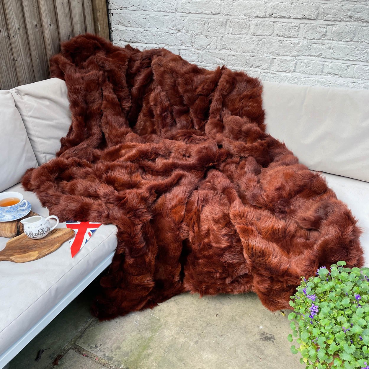 Russet Shearling Throw | Fur Blanket | Sheepskin Rug | JUB2202 - ScentiMelti Home Fragrance, Beauty & Gifts UK