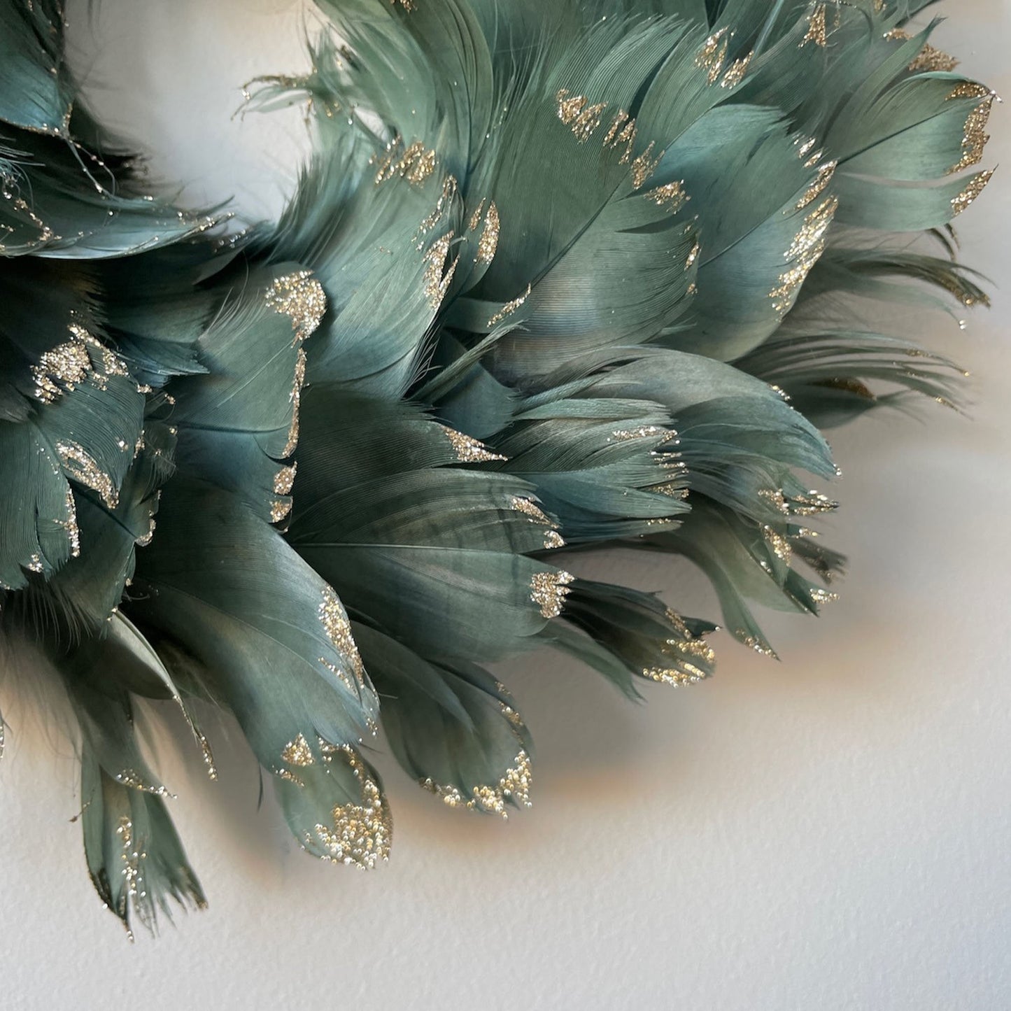 Sage Green Small Feather Wreath Decoration - ScentiMelti Home Fragrance, Beauty & Gifts UK