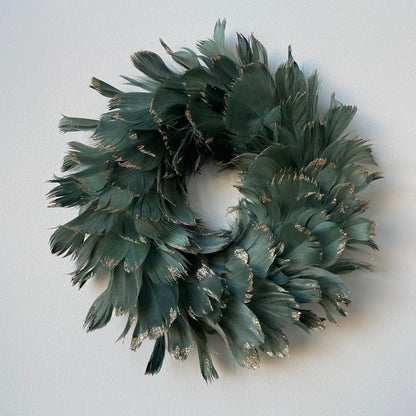 Sage Green Small Feather Wreath Decoration - ScentiMelti Home Fragrance, Beauty & Gifts UK