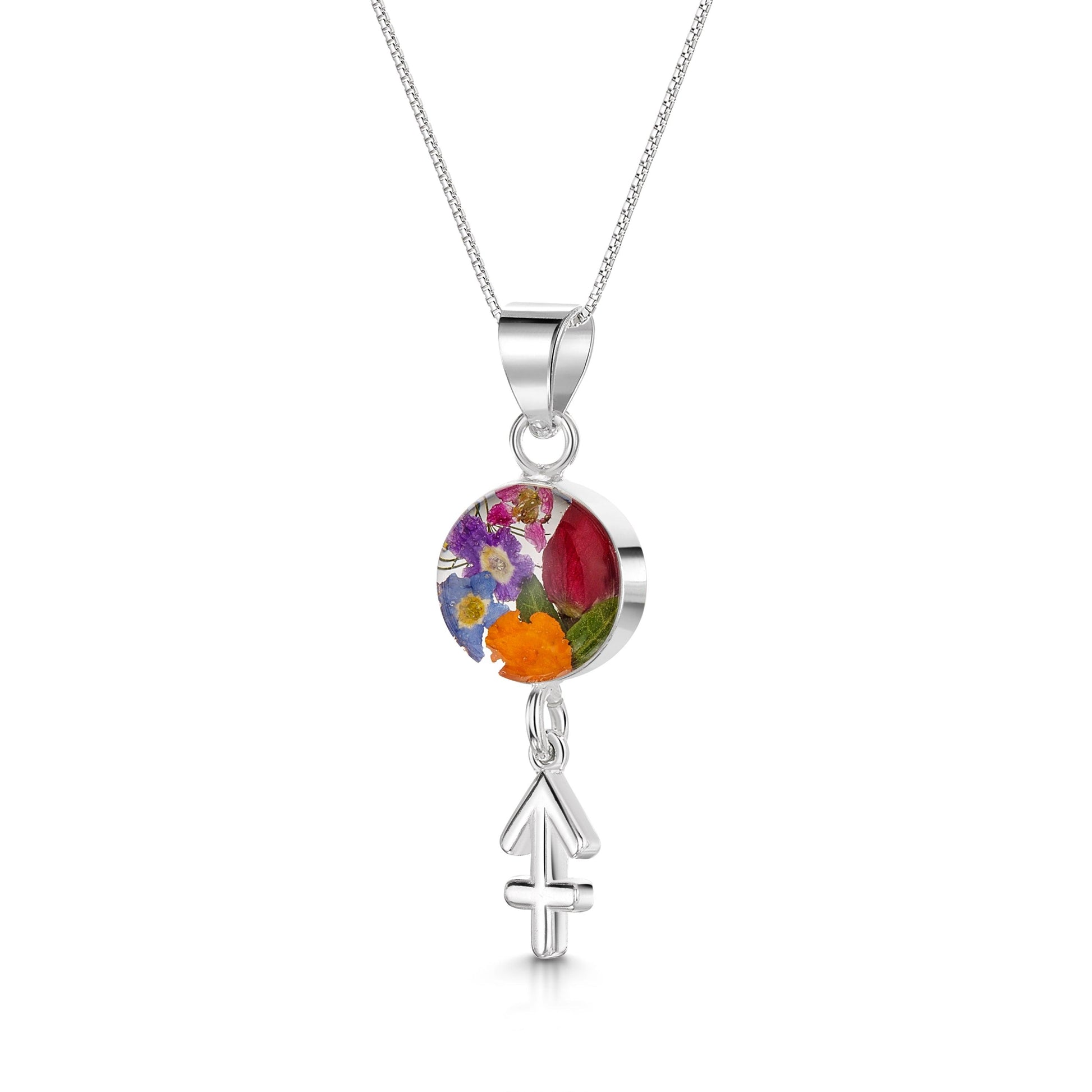 Sagittarius Necklace - Sterling silver pendant with real flowers & a zodiac charm.  More Options... - ScentiMelti Home Fragrance, Beauty & Gifts UK