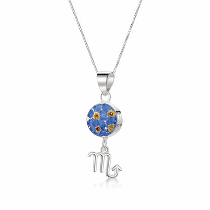 Scorpio Necklace - Sterling silver pendant with real flowers & a zodiac charm.  More Options... - ScentiMelti Home Fragrance, Beauty & Gifts UK