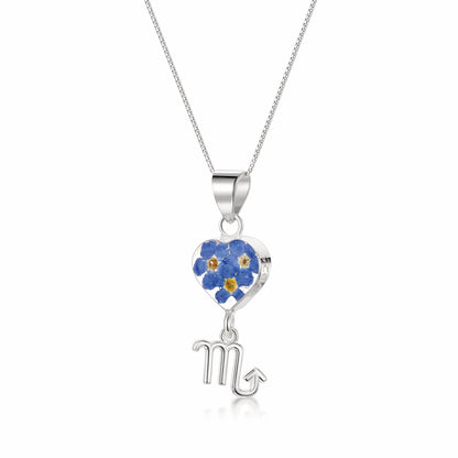 Scorpio Necklace - Sterling silver pendant with real flowers & a zodiac charm.  More Options... - ScentiMelti Home Fragrance, Beauty & Gifts UK