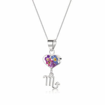 Scorpio Necklace - Sterling silver pendant with real flowers & a zodiac charm.  More Options... - ScentiMelti Home Fragrance, Beauty & Gifts UK