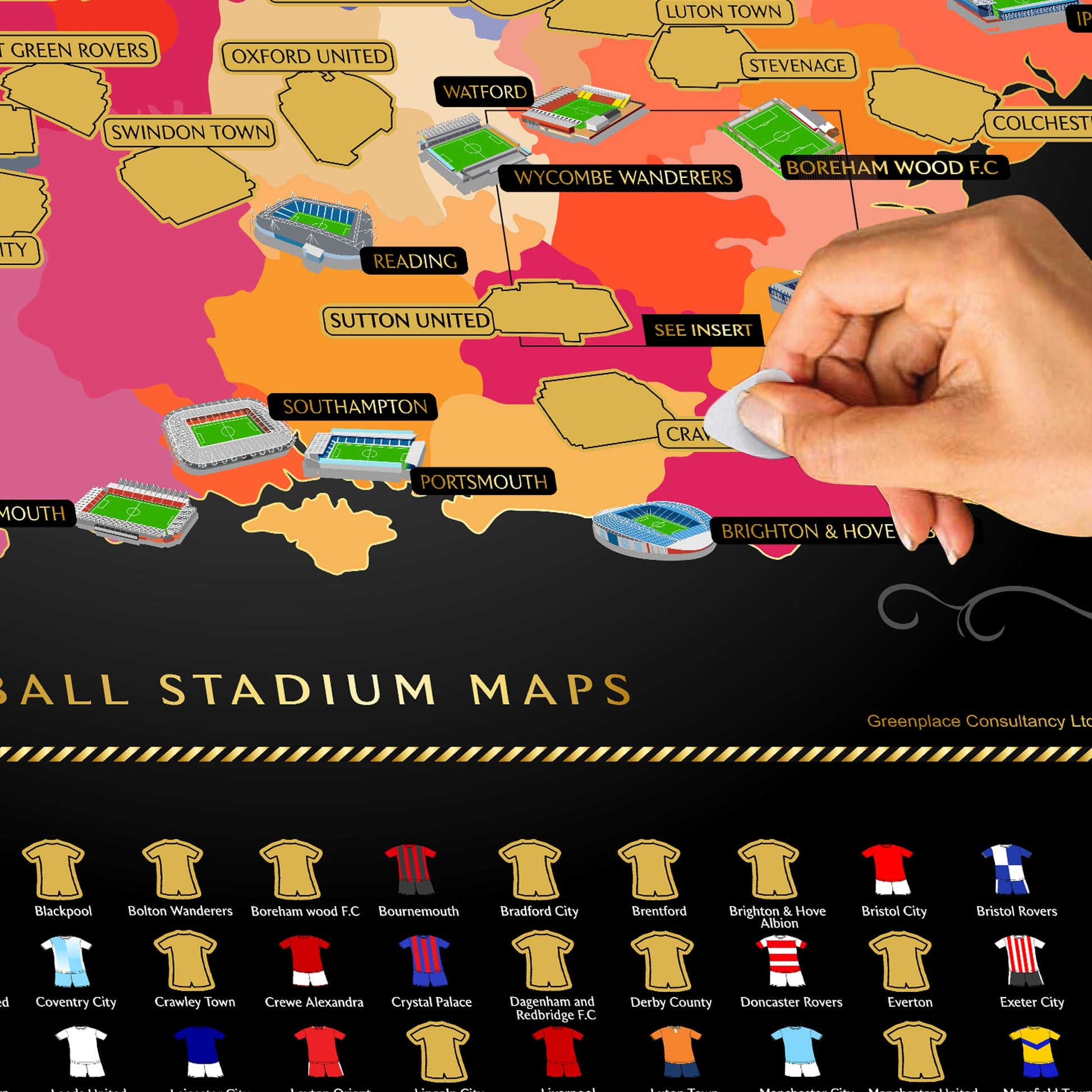 England Football Stadium Scratch-Off Map - ScentiMelti Home Fragrance, Beauty & Gifts UK