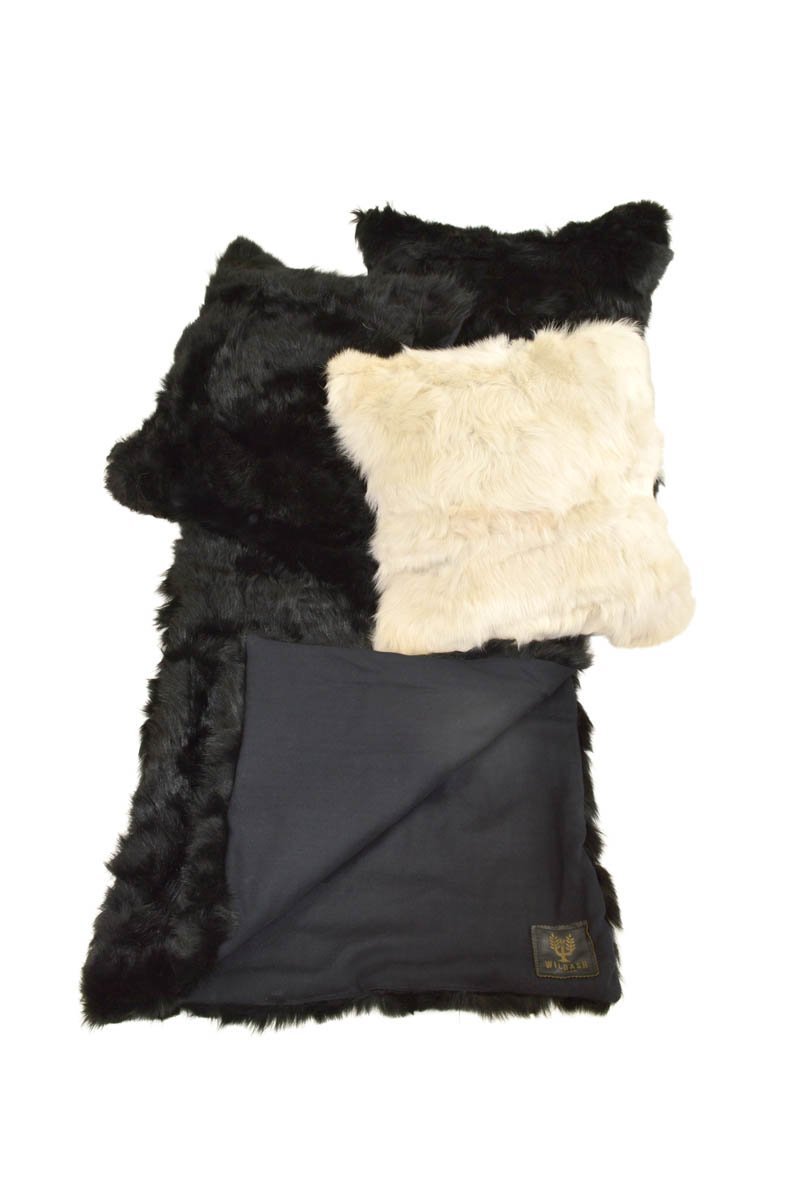 Tuscan Shearling Cushion Square 45cm Black & Black Cord - ScentiMelti Home Fragrance, Beauty & Gifts UK