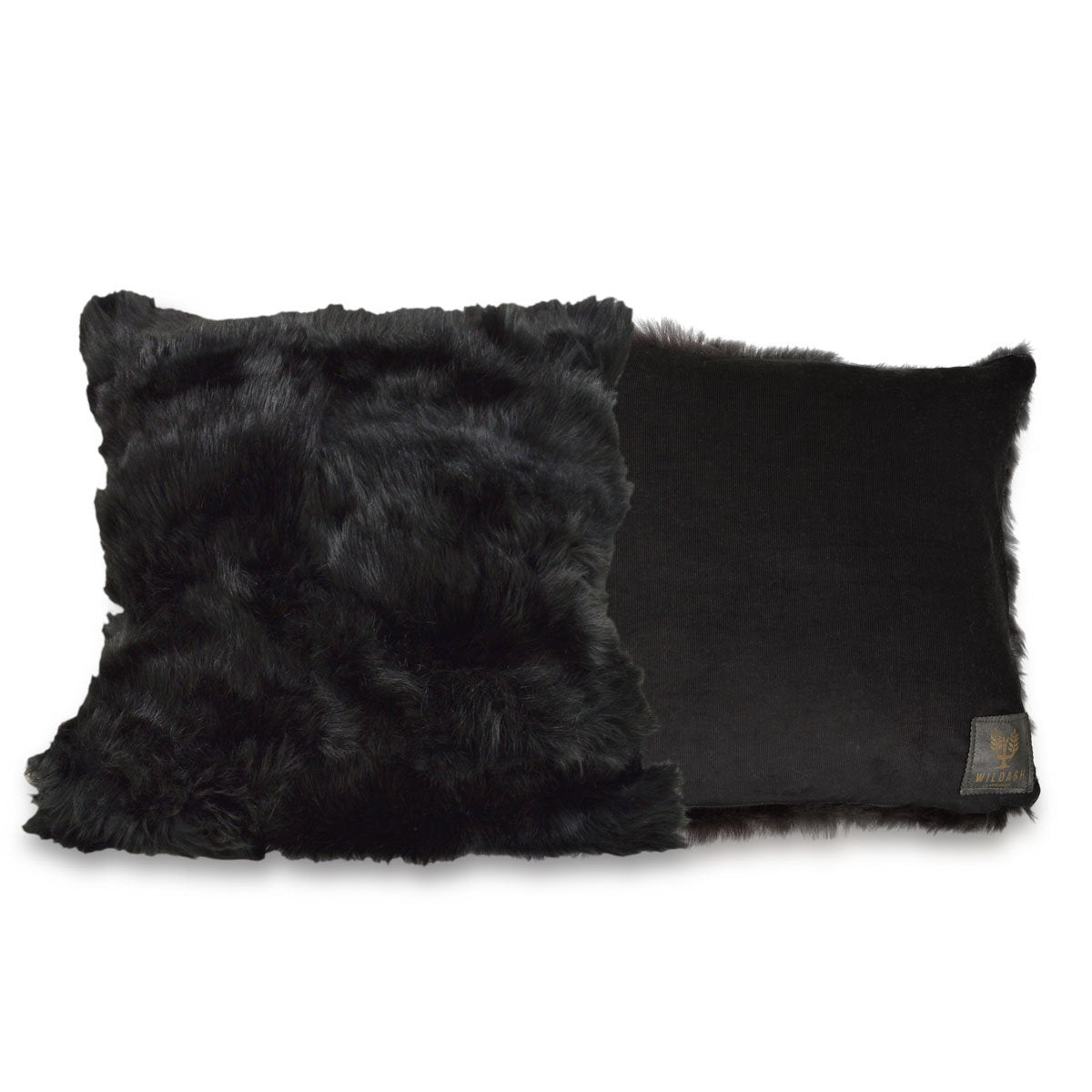 Tuscan Shearling Cushion Square 45cm Black & Black Cord - ScentiMelti Home Fragrance, Beauty & Gifts UK