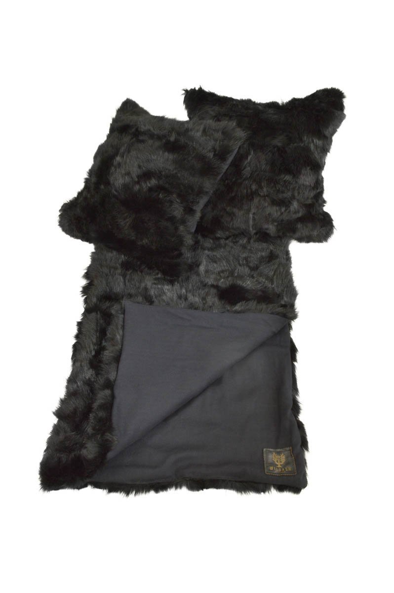 Tuscan Shearling Cushion Square 45cm Black & Black Cord - ScentiMelti Home Fragrance, Beauty & Gifts UK