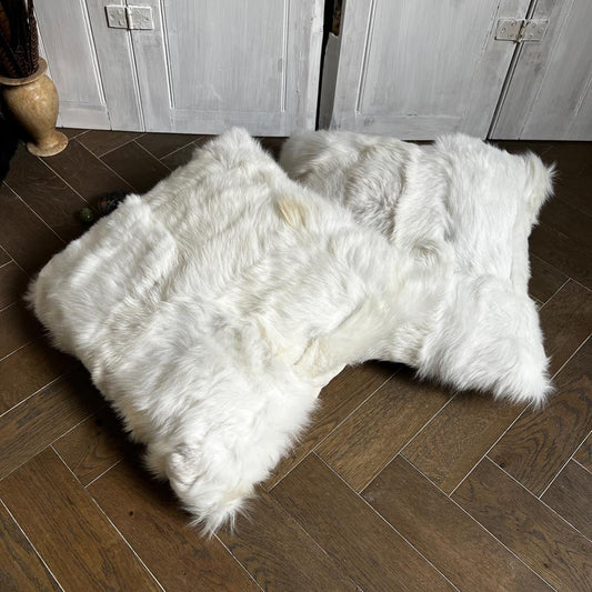 Shearling Cushion Square 45cm Clotted Cream & Cream Velvet - ScentiMelti Home Fragrance, Beauty & Gifts UK