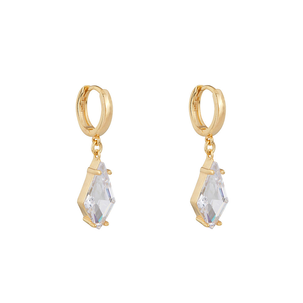 Shine Bright Rhombus Drop Earrings: Gold