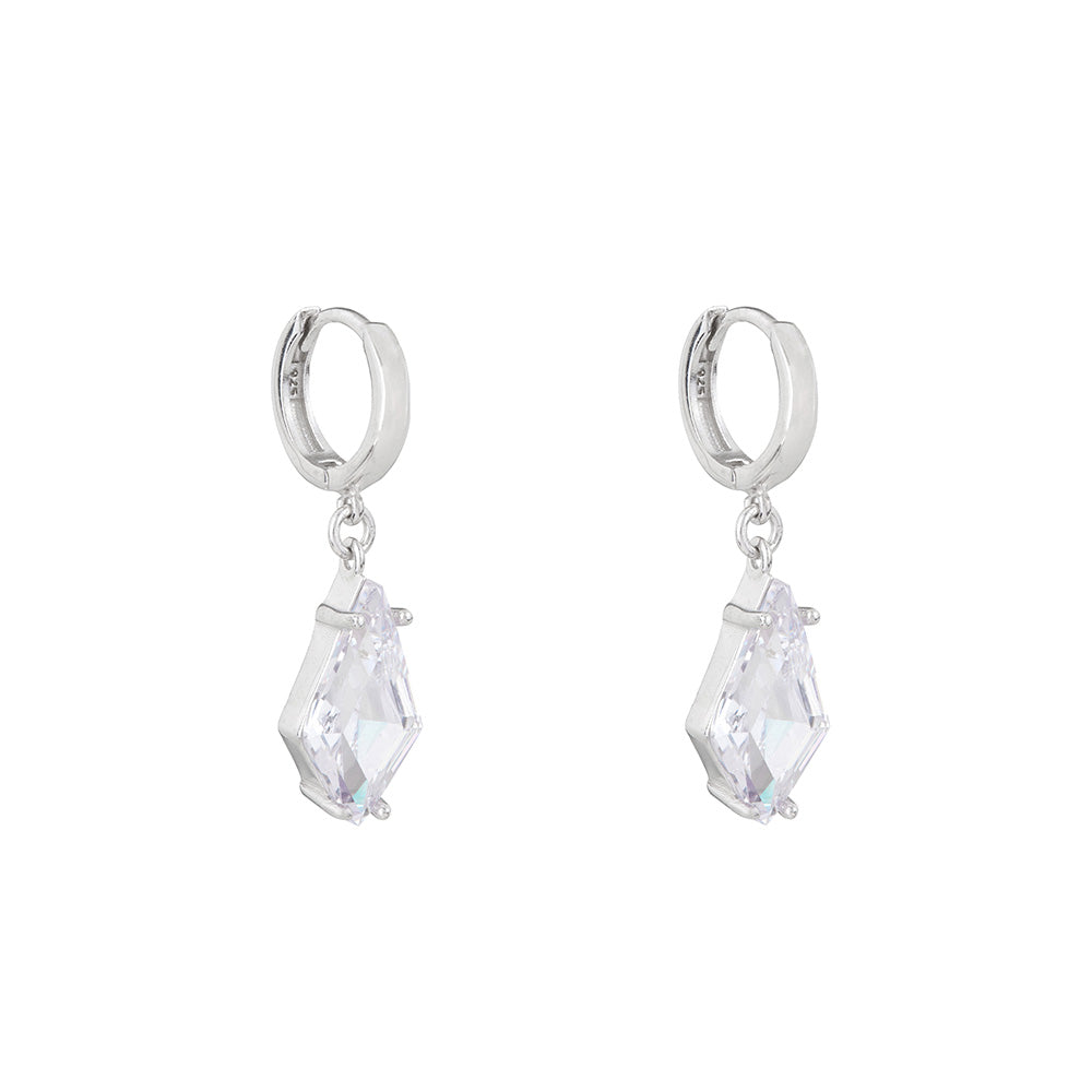 Shine Bright Rhombus Drop Earrings: Silver