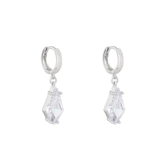 Shine Bright Rhombus Drop Earrings: Silver