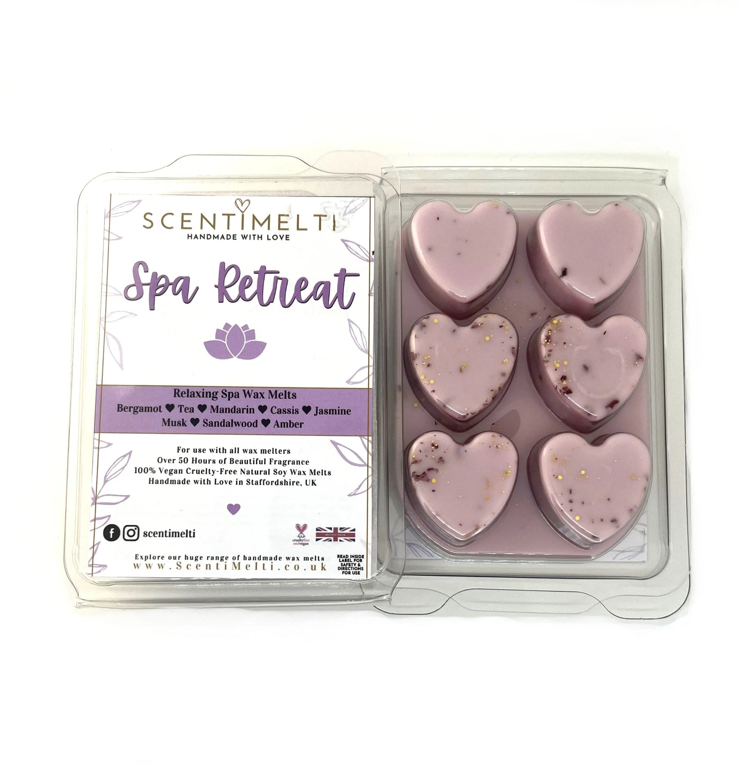 Spa Retreat Heart Clamshell Wax Melts - ScentiMelti  Spa Retreat Heart Clamshell Wax Melts