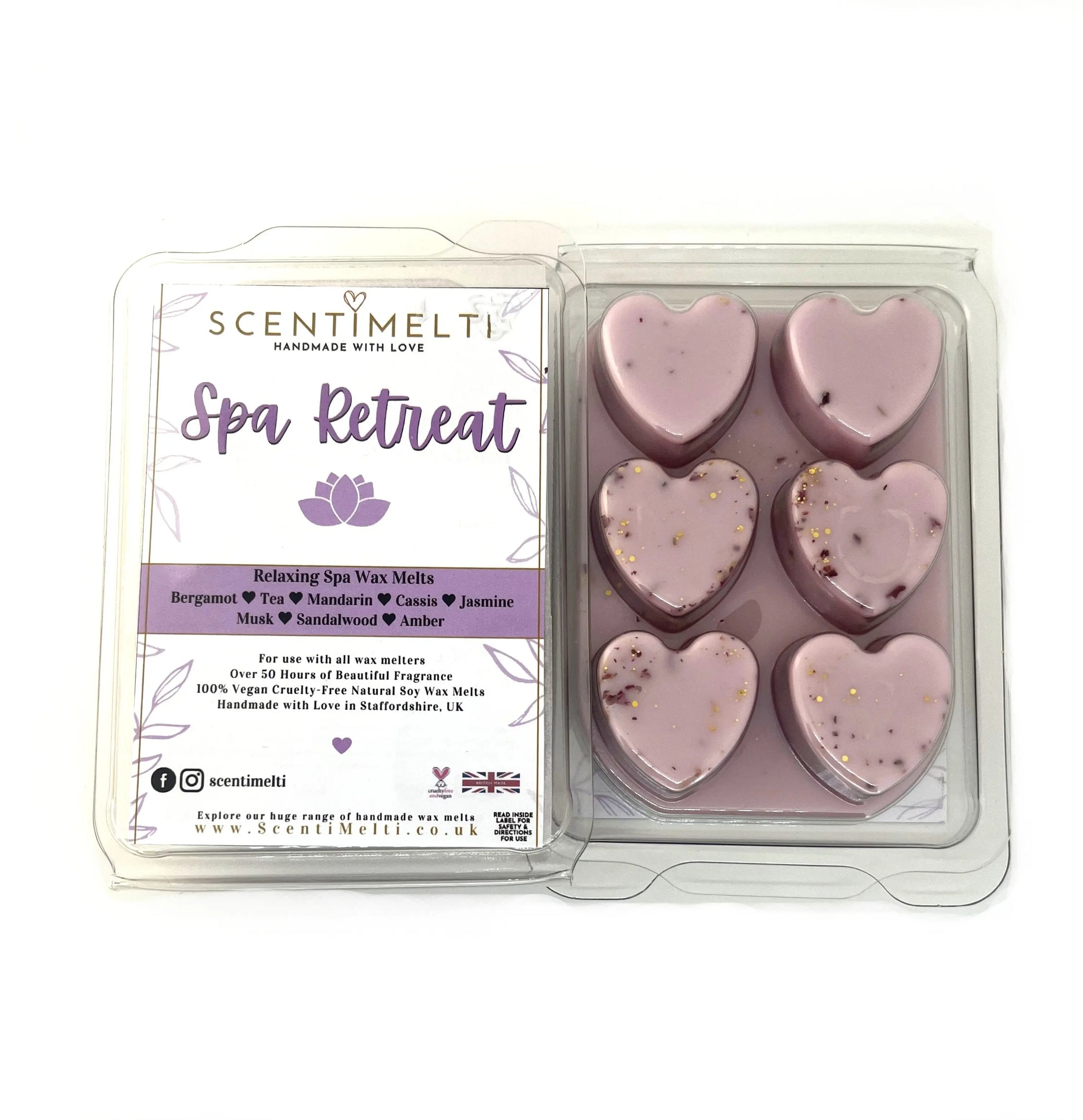 Spa Retreat Heart Clamshell Wax Melts - ScentiMelti  Spa Retreat Heart Clamshell Wax Melts