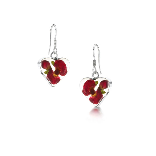 Silver Drop Earrings - Poppy/Rose - Heart - ScentiMelti Home Fragrance, Beauty & Gifts UK