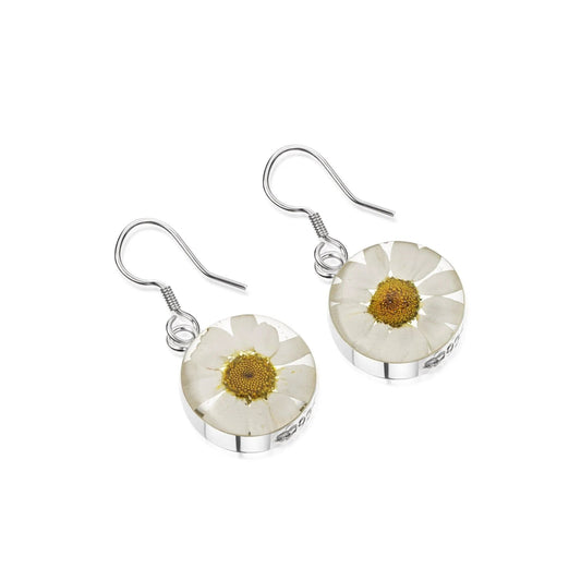 Silver Earrings (drop) - Daisy - White - ScentiMelti Home Fragrance, Beauty & Gifts UK