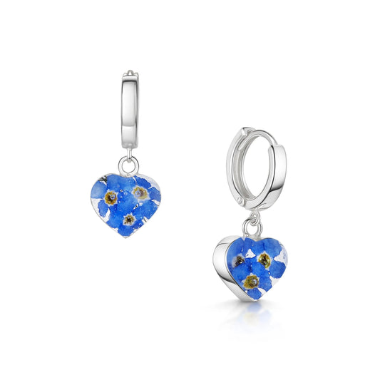 Silver Huggie Earring - Forget-me-not - Heart - ScentiMelti Home Fragrance, Beauty & Gifts UK