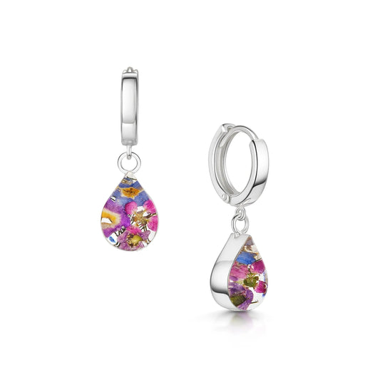 Silver Huggie Earring - Purple haze - Teardrop - ScentiMelti Home Fragrance, Beauty & Gifts UK