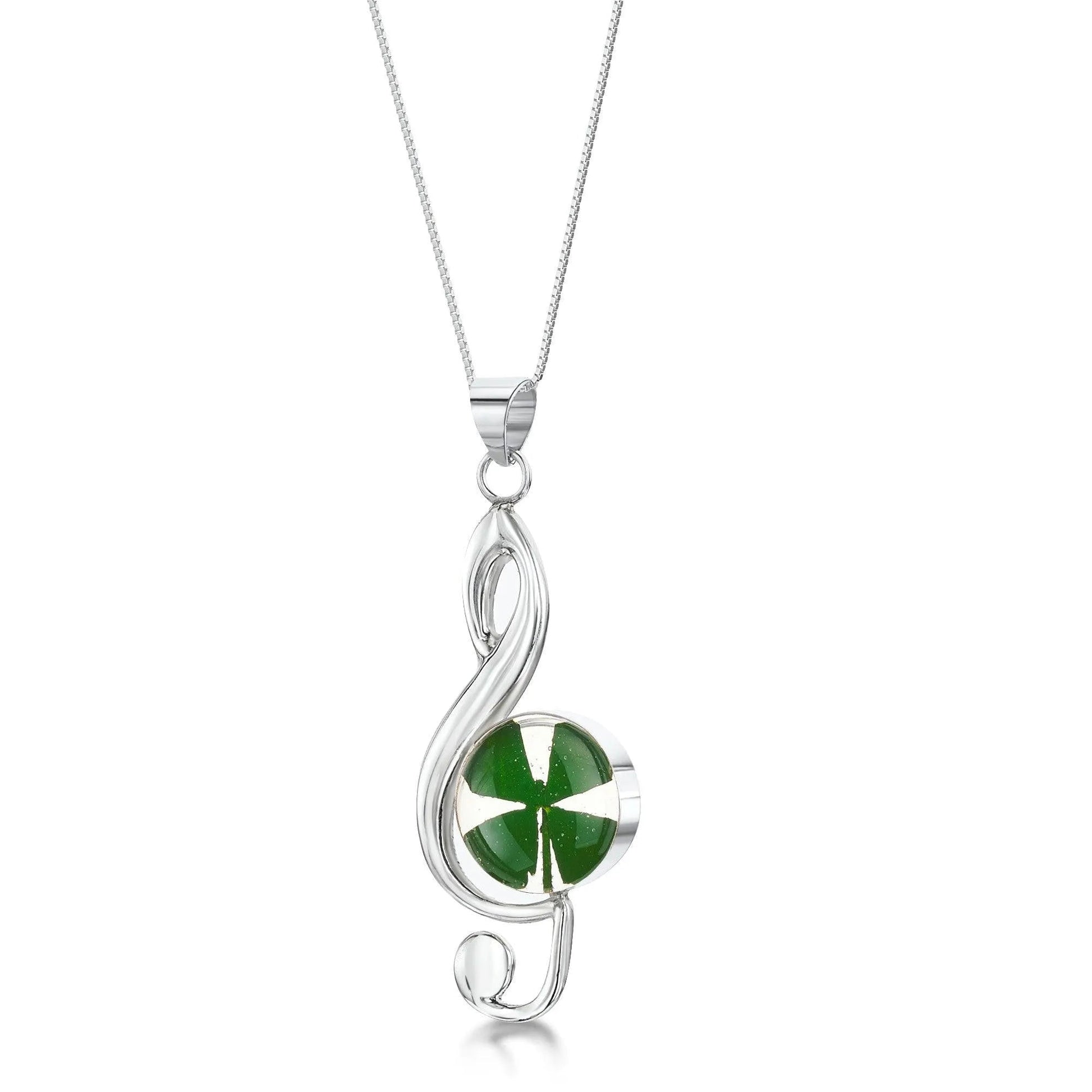 Silver Pendant -Four leaf clover - Treble Clef - ScentiMelti Home Fragrance, Beauty & Gifts UK