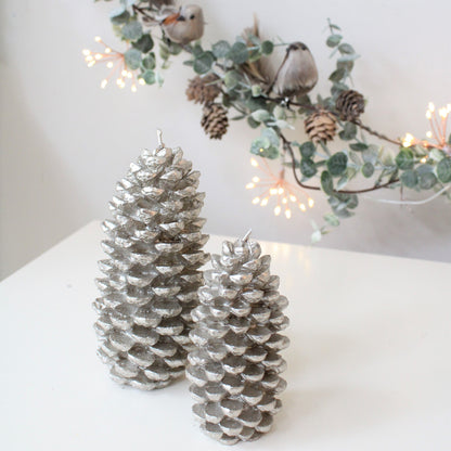 Christmas Pinecone Candle - Silver - ScentiMelti Home Fragrance, Beauty & Gifts UK