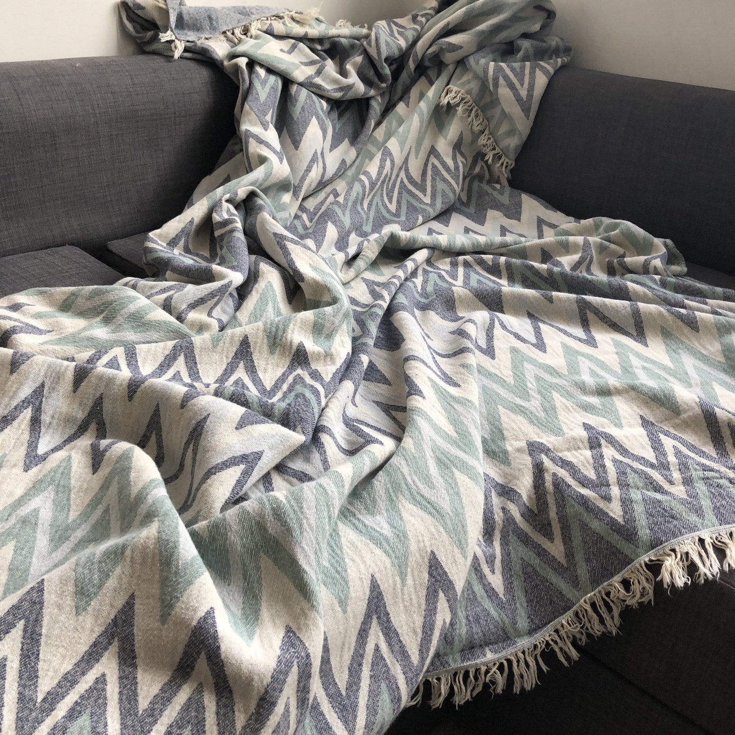 Sirocco Organic Cotton Jacquard Weave Throw Wildash London ScentiMelti Wax Melts