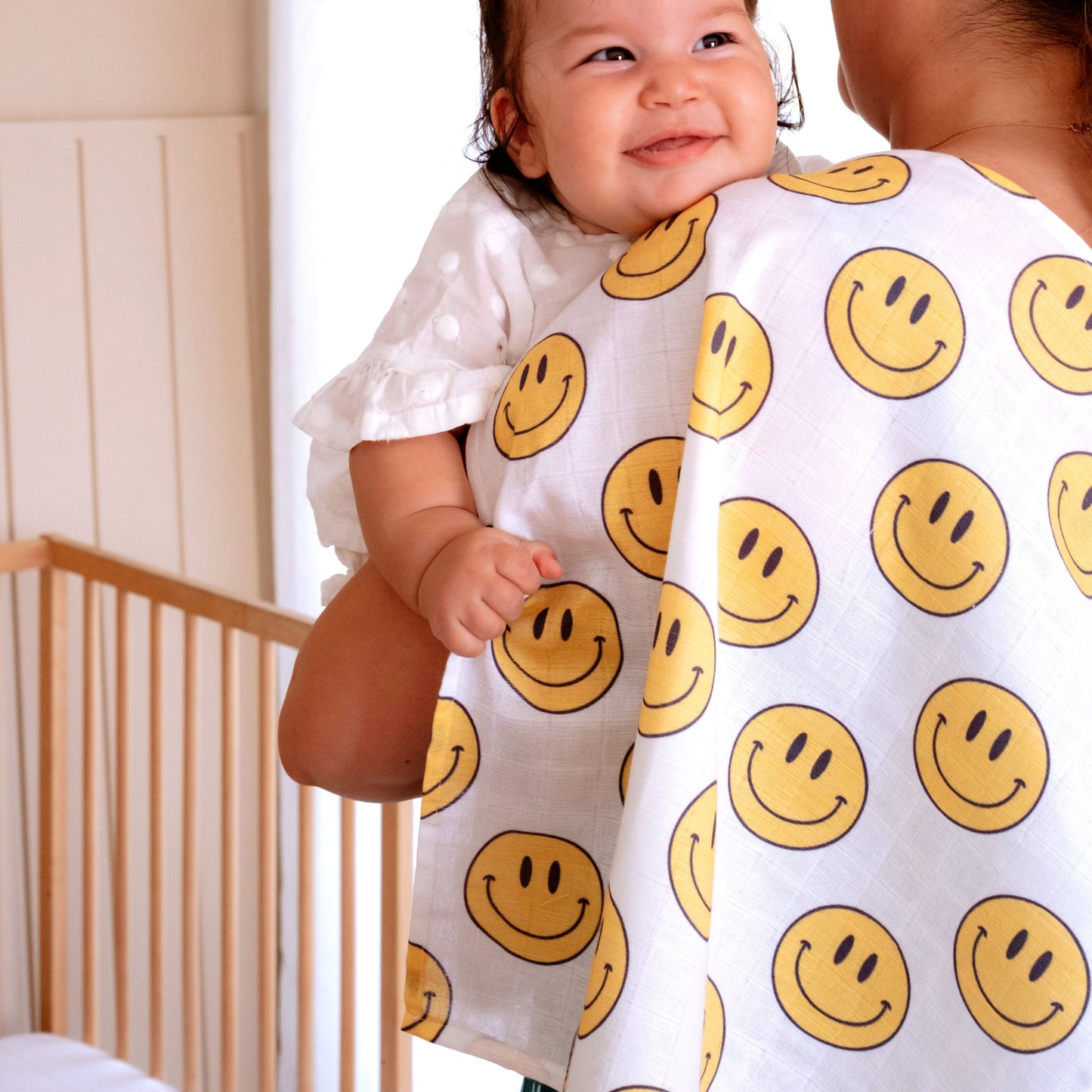 Muslin Swaddle Baby Blanket - Smiley - ScentiMelti Home Fragrance, Beauty & Gifts UK