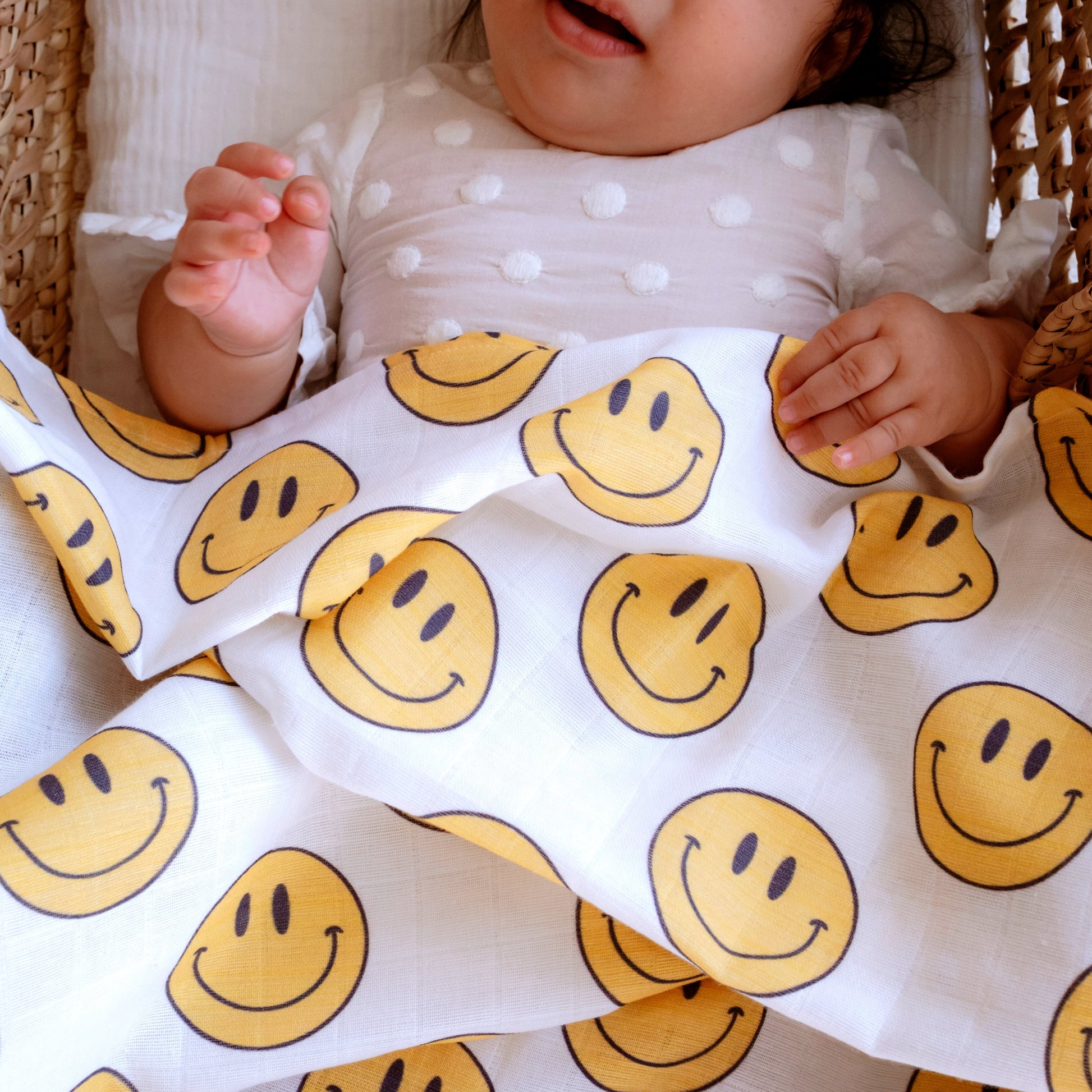 Muslin Swaddle Baby Blanket - Smiley - ScentiMelti Home Fragrance, Beauty & Gifts UK